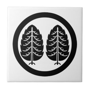 Two Japanese cedars in circle Tile