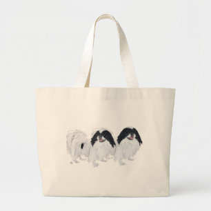 Two Japanese Chin Dogs Large Tote Bag