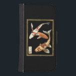 Two Japanese Koi Goldfish on Black Background Samsung S4 Wallet Case<br><div class="desc">This image represents two bright colourful orange Koi Goldfish on stylish black background. This contemporary fine art print of a traditional Japanese and oriental inspired details will add character to any Zazzle product.</div>