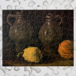 Two Jars and Two Pumpkins by Vincent van Gogh Jigsaw Puzzle<br><div class="desc">Still Life with Two Jars and Two Pumpkins by Vincent van Gogh is a vintage fine art post impressionism still life painting featuring two jugs and two squash. Food and drinks in the kitchen, ready to cook! About the artist: Vincent Willem van Gogh was a Post Impressionist painter whose work...</div>