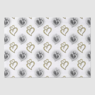 two jewelled hearts Wedding elegant party tissue Paper