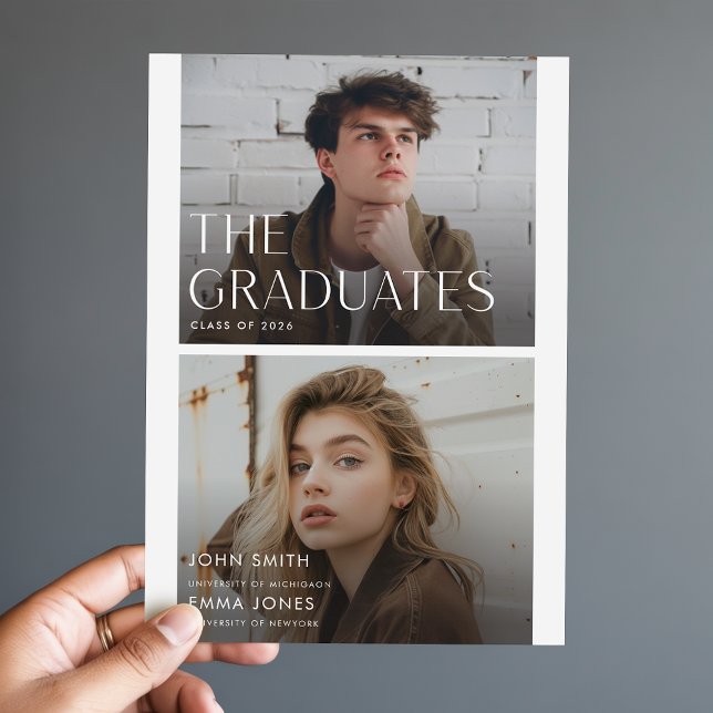Two Joint Graduates Double Graduation Announcement Postcard (Creator Uploaded)