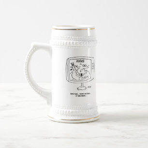Two Journalism and Newsreader Cartoons. Beer Stein
