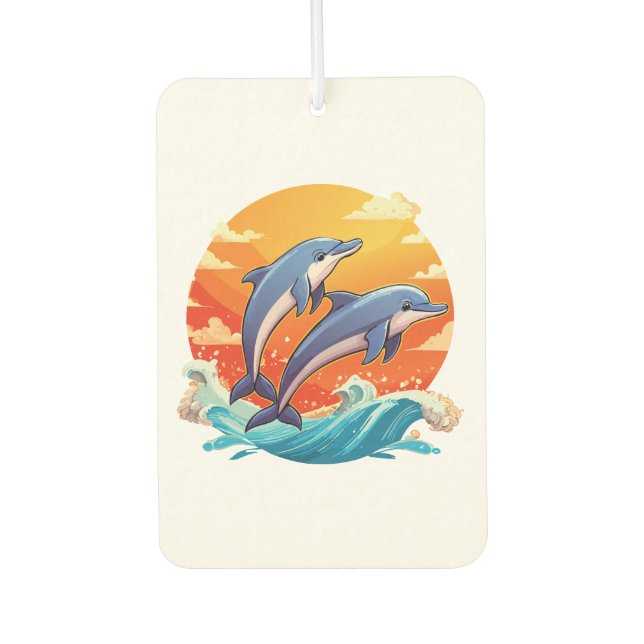 Two jumping cartoon dolphin car air freshener (Front)