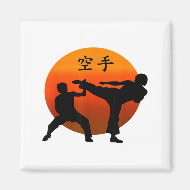 Two Karate Fighters With Rising Sun And Karate Wor Magnet (Front)