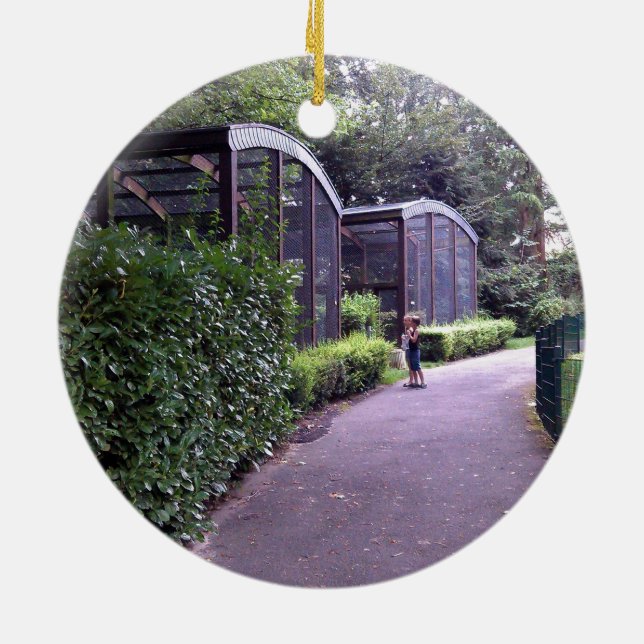 two kids in park ceramic tree decoration (Back)