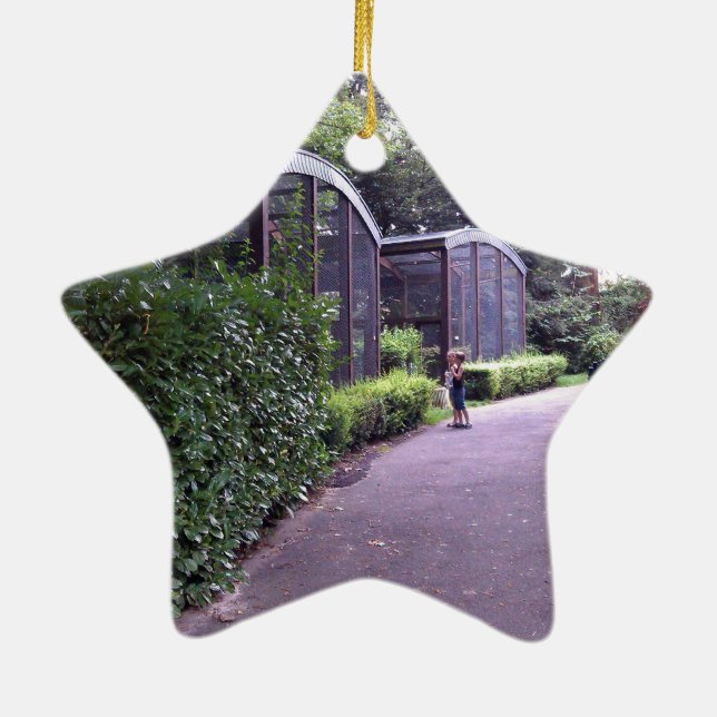 two kids in park ceramic tree decoration (Back)