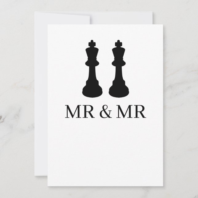 Two Kings Chess Pieces Gay Wedding Announcement (Front)