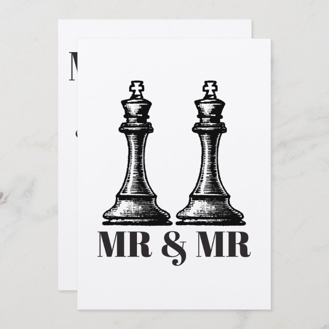 Two Kings Gay Wedding Invitation (Front/Back)