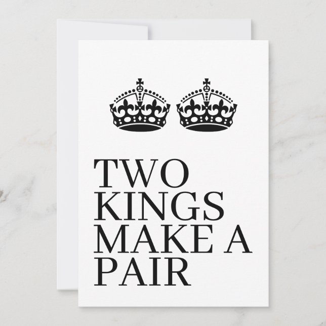 Two Kings Make A Pair Crown Themed Gay Wedding Announcement (Front)