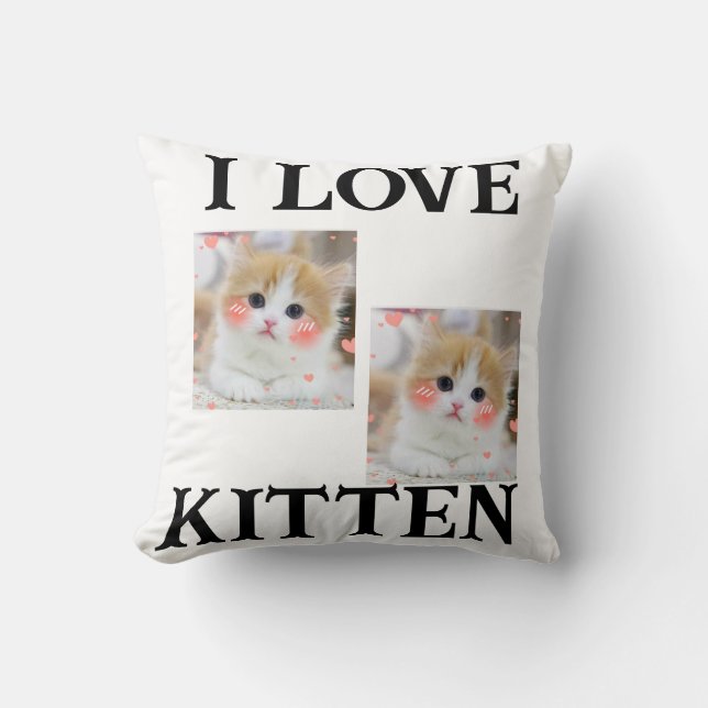 TWO KITTEN AND BIG FONTNThrow Pillow (Front)