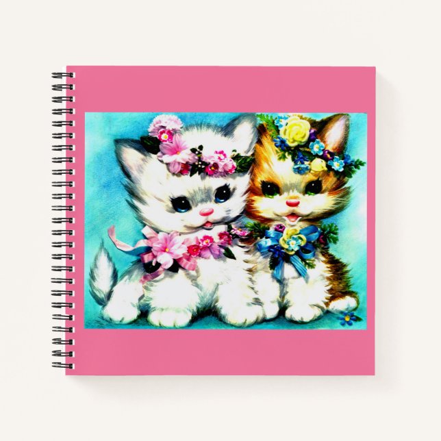 two kittens and lots of flowers notebook (Front)