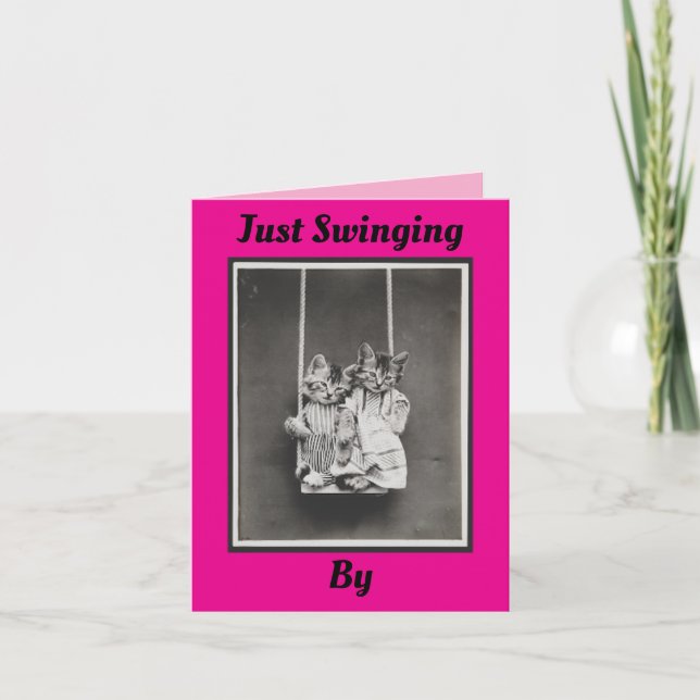 Two Kittens On A Swing Card (Front)