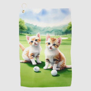 Two Kittens Playing Golf Towel
