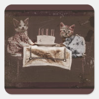 Two Kittens with Birthday Cake