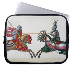 Two knights at a tournament, plate from 'A History Laptop Sleeve