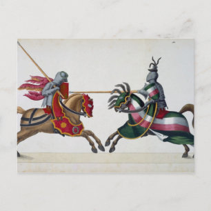 Two knights at a tournament, plate from 'A History Postcard