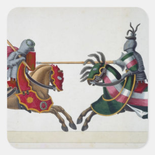 Two knights at a tournament, plate from 'A History Square Sticker