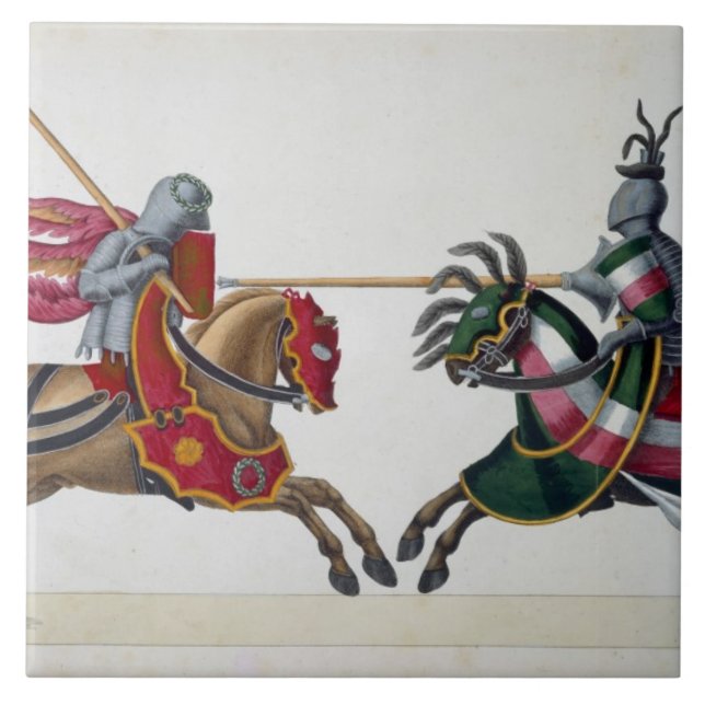 Two knights at a tournament, plate from 'A History Tile (Front)