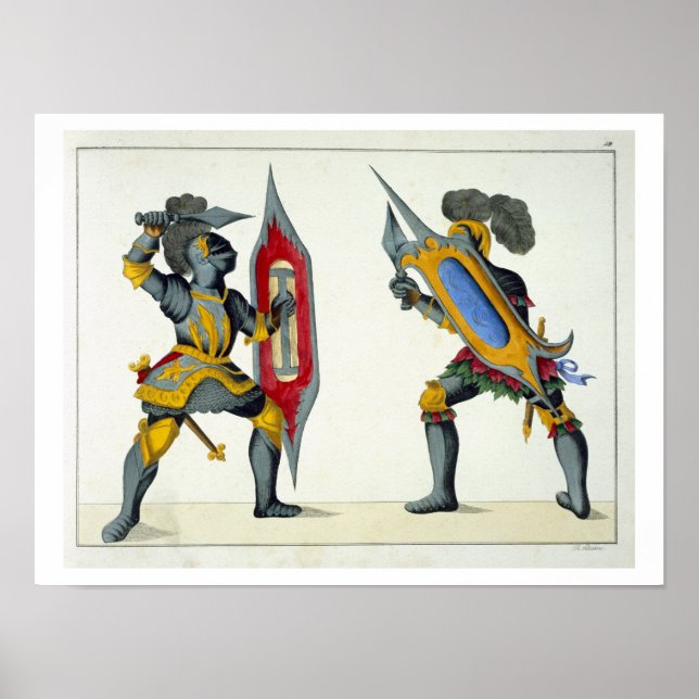Two knights fighting, plate from 'A History of the Poster (Front)