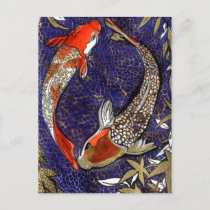 two koi postcard