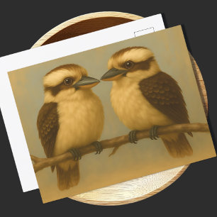 Two Kookaburras Postcard Australian Bird Art Print