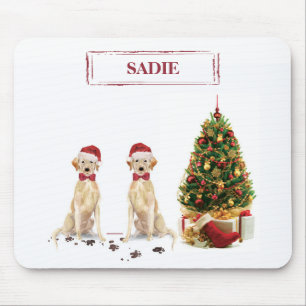 Two Labrador Retriever Funny Christmas Dog Mouse Pad