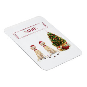 Two Labrador Retrievers Funny Christmas Dog Magnet