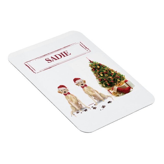 Two Labrador Retrievers Funny Christmas Dog Magnet (Right Side)