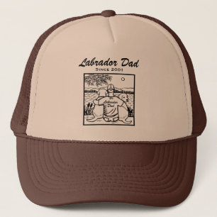 Two Labradors and Dad Trucker Hat