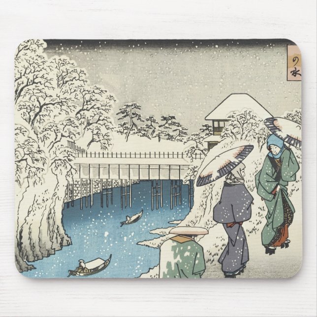 Two Ladies Conversing, Hiroshige, 1853 Mousepad (Front)