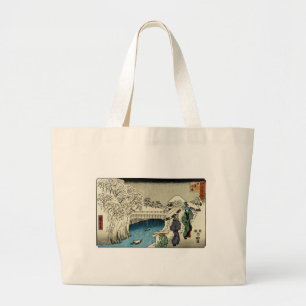 Two Ladies Conversing in the Snow Large Tote Bag