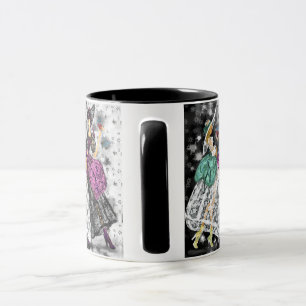 Two Ladies In Black and White Modern Lace Dresses  Mug
