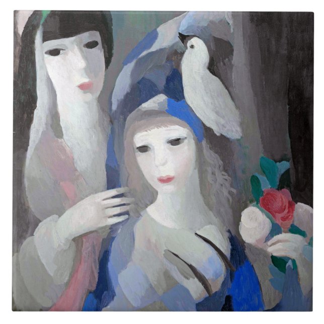 Two Lady and Dove, Marie Laurencin Tile (Front)