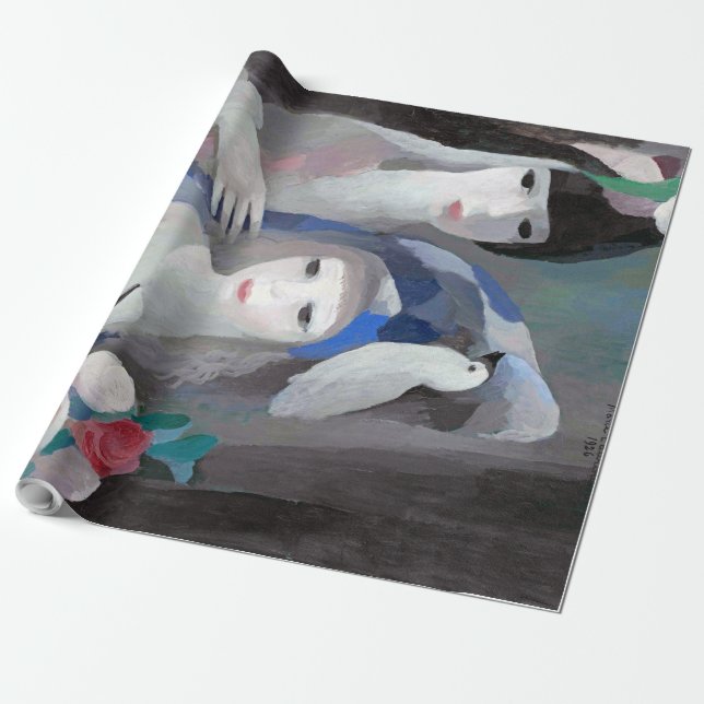 Two Lady and Dove, Marie Laurencin Wrapping Paper (Unrolled)