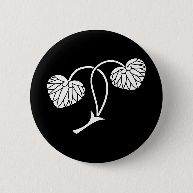 Two-leaf hollyhock 6 cm round badge (Front)