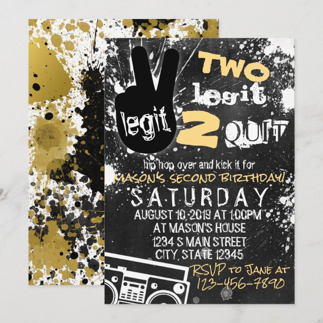 TWO Legit Birthday Invitation (Front/Back)