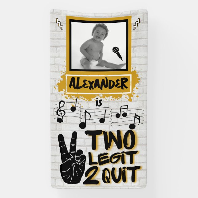 Two Legit Retro 90's Hip Hop 2nd Birthday Photo Banner (Vertical)