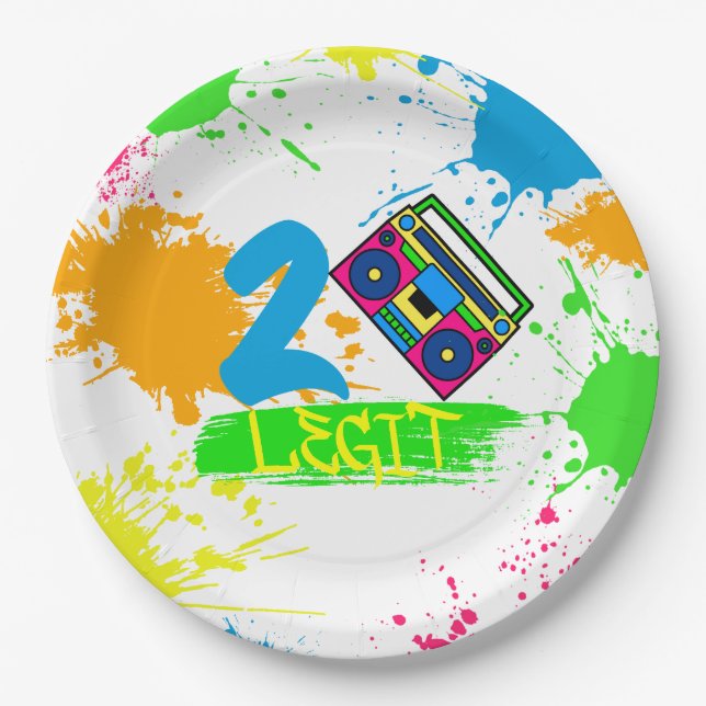 TWO LEGIT TO QUIT 2nd Birthday Colourful Paper Plate (Front)