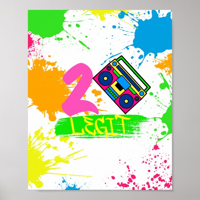 TWO LEGIT TO QUIT 2nd Birthday Colourful Poster (Front)