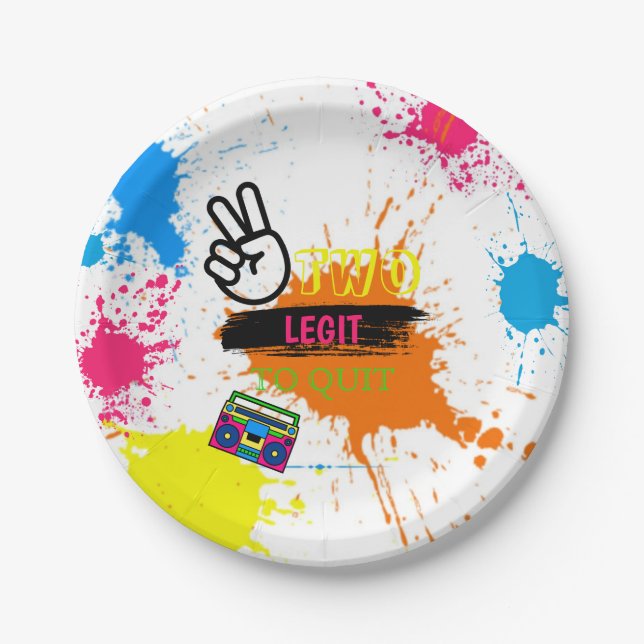 TWO LEGIT TO QUIT 2nd Birthday  Paper Plate (Front)