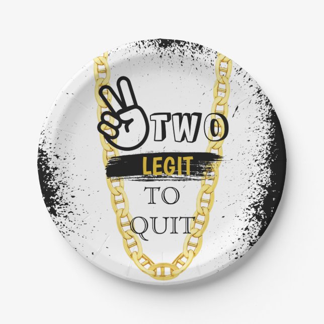 TWO LEGIT TO QUIT 2nd Birthday Paper Plates (Front)