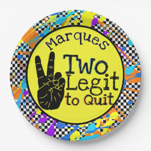 Two Legit to Quit Retro 2nd Birthday Checkers Paper Plate