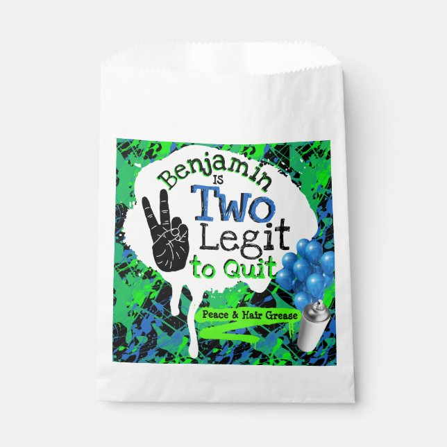 Two Legit to Quit | Retro Hip Hop Birthday Favour Bags (Front)