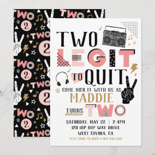 Two Legit to Quit Second Birthday Invitation