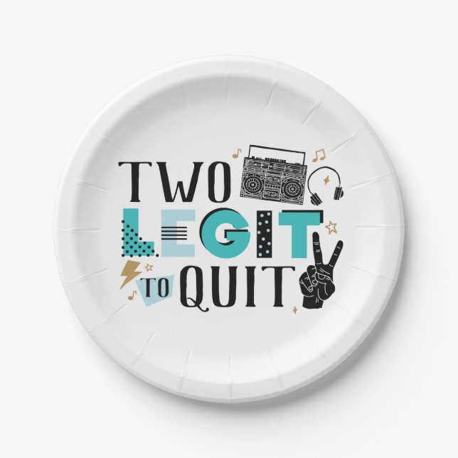 Two Legit to Quit Second Birthday Paper Plates (Front)