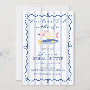 Two less fish in the sea coastal Bridal Shower Invitation