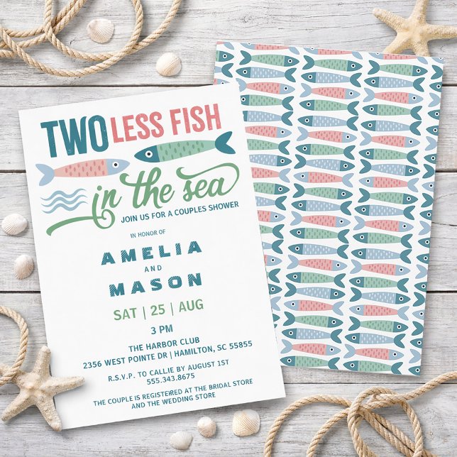 Two Less Fish in the Sea Couples Bridal Shower Invitation (Two Less Fish in the Sea Couples Bridal Shower Invitation)