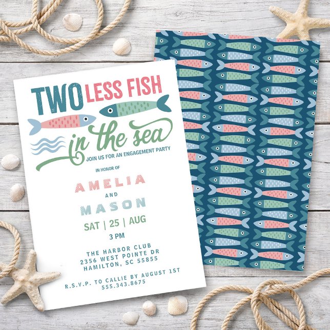 Two Less Fish in the Sea Engagement Party Invitation (Two Less Fish in the Sea Engagement Party Invitation)