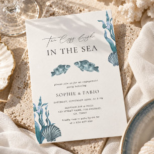 Two Less Fish in the Sea Monogram Engagement Party Invitation